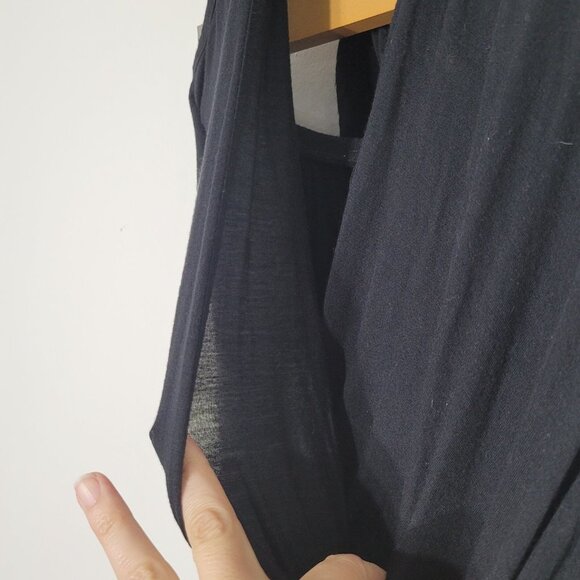 Lori Michaels | Black Full Length Halter Dress V-Neckline Faux Wrap Tie Waist S - Picture 8 of 10